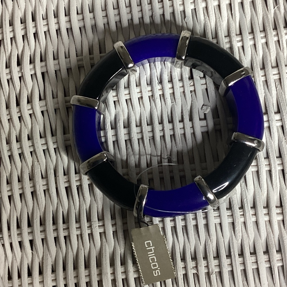 Chico's Black and Deep Blue Bangle Bracelet